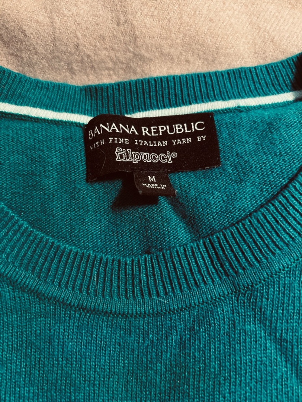 Banana Republic Teal Merino Crewneck Sweater with fine Italian Filpucci yarn - Picture 2 of 7